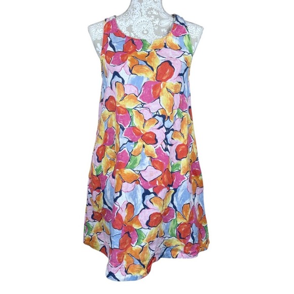 C&C California Linen Floral Mini Dress Sleeveless Lightweight Summer Small Bold - Picture 1 of 11